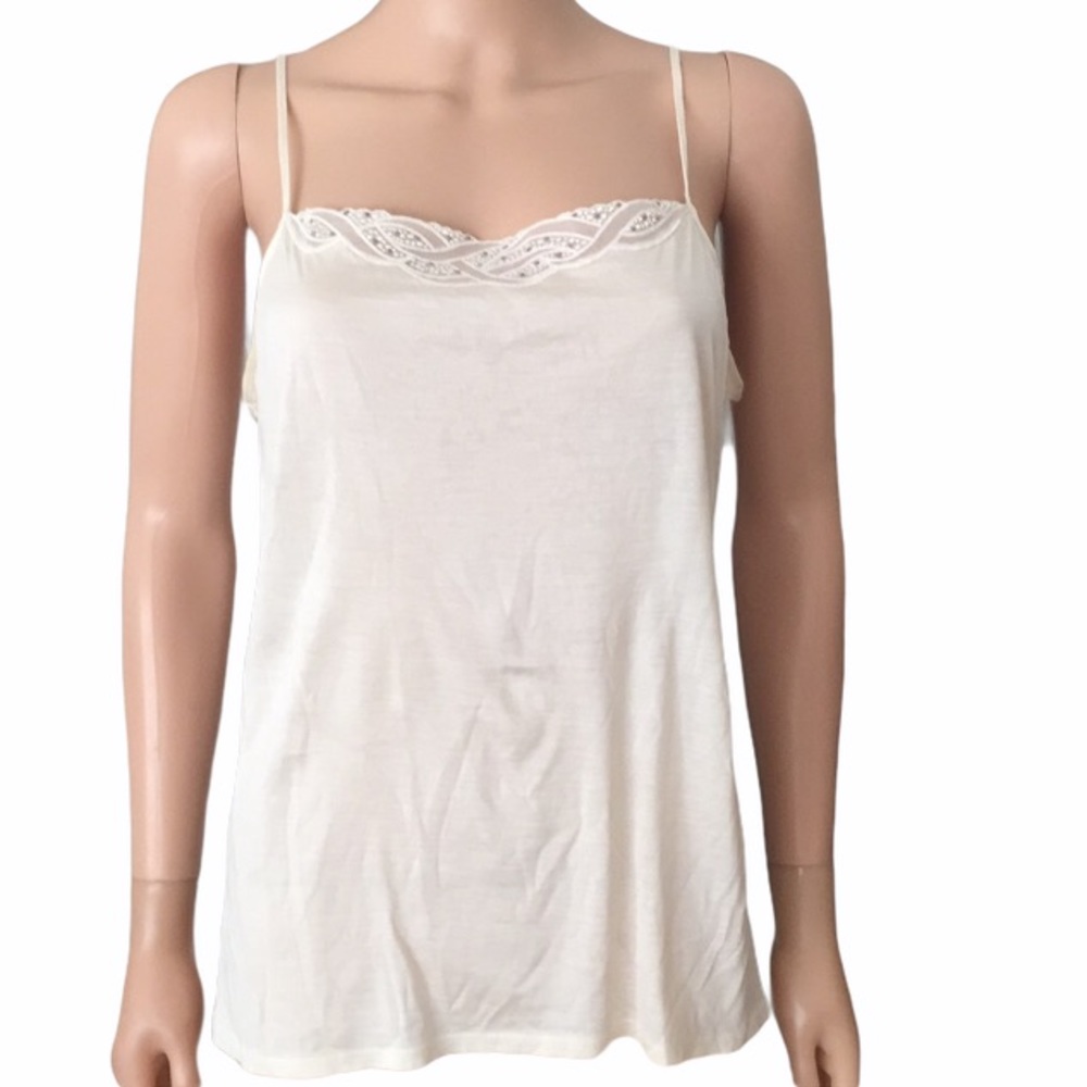 Vintage Bleyle Pure Silk Cami Lace Trim Camisole